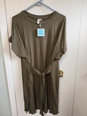 Hayden Olive Tie-Waist Midi Dress